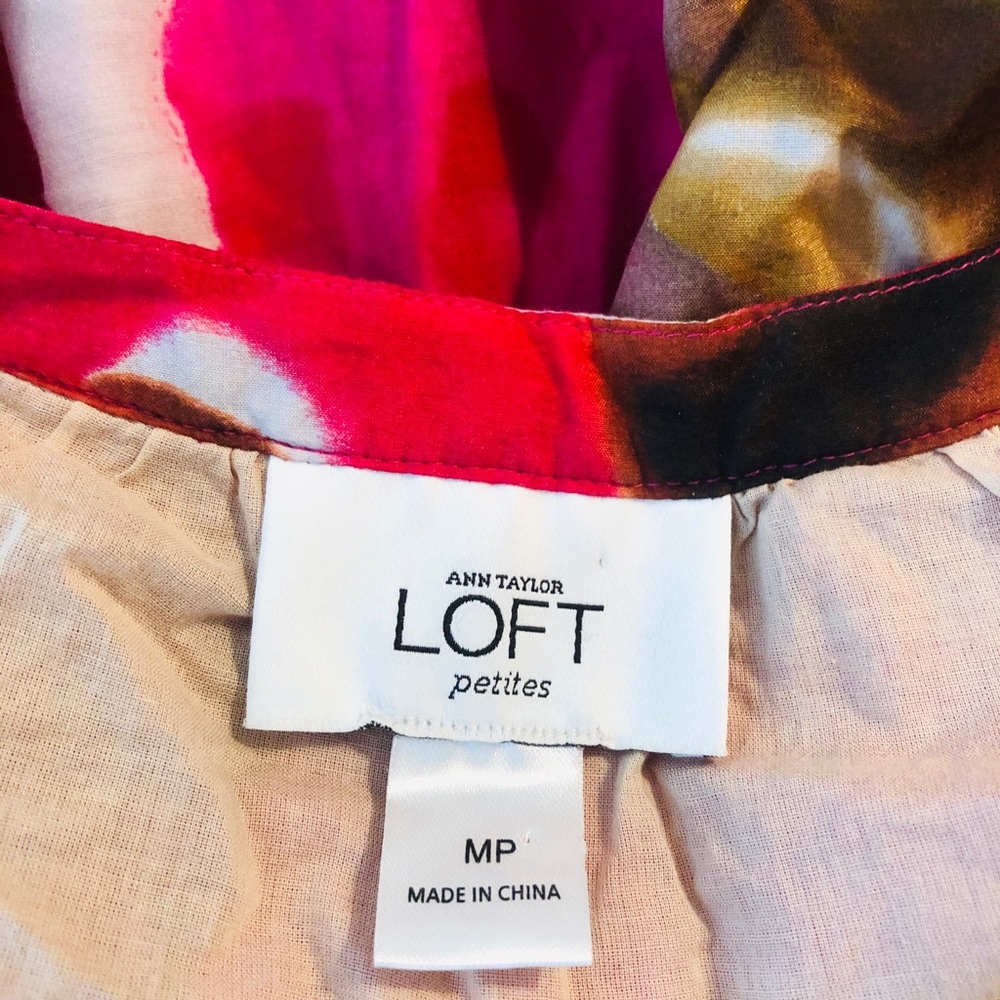 Loft Silk blend fully lines pink floral dress MP - Picture 3 of 7